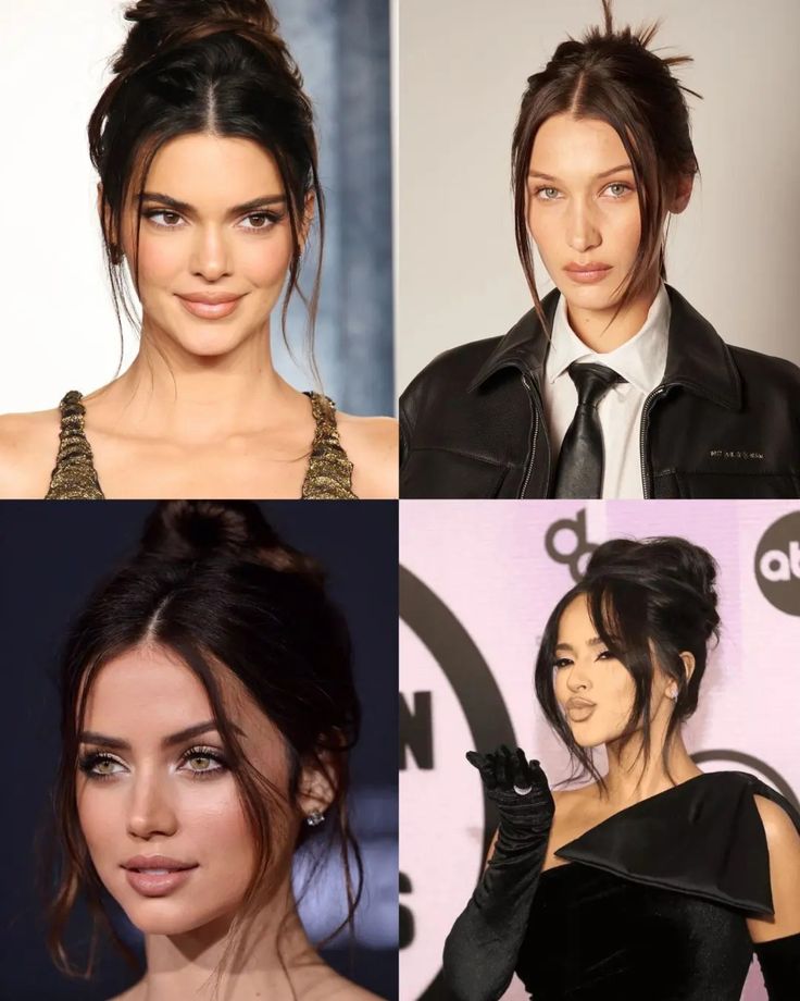 Hairstyle Ideas, high bun with bangs. High Bun Curtain Bangs, Classy High Bun, High Bun Wedding Hair, High Bun With Bangs, Fan Bun, Bun With Bangs, High Bun Wedding, High Updo, High Bun Hairstyles