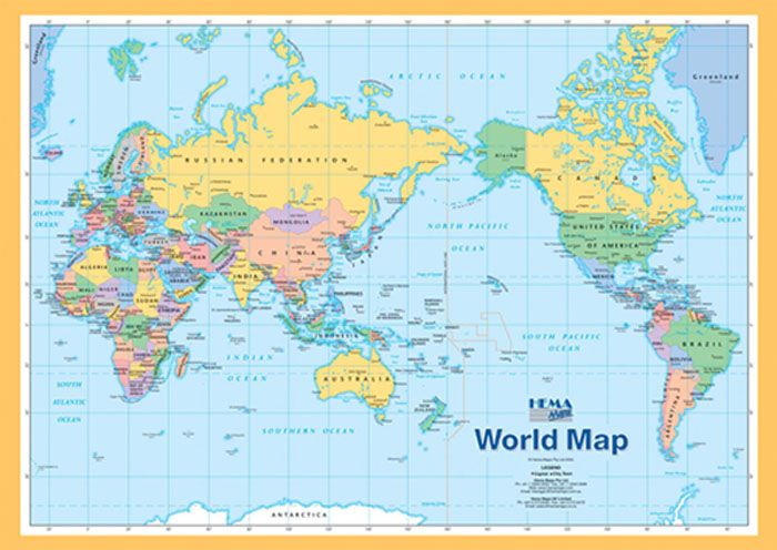 the world map is shown with all countries and their major cities on it's sides