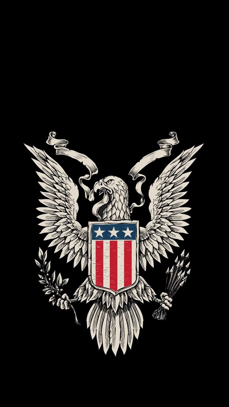 an american eagle with the colors of the united states flag on it's back