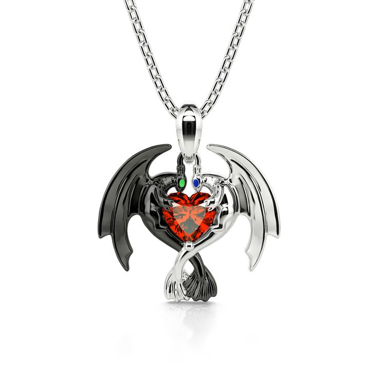 Can you believe it? This dragon couple's relationship is one of the strongest romance relationship in the fictional world. Crafted in sterling silver, this necklace in Hug Me® collection shows a loving dragon couple hugged a heart-cut stone together. As a great Valentine and Christmas gift, the meaningful necklace celebrates your everlasting love. You will find more adorable and creative designs in our Hug Me® collection.Carat Weight: 0.5 ctStone Size: 5*5 mmStone Type: Jeulia® StoneNumber of St Dragon Couple, Stone Dragon, Pendant Necklace Diamond, Couple Pendant, Couple Heart, Bff Jewelry, Meaningful Necklace, Dragon Stuff, Garnet Red