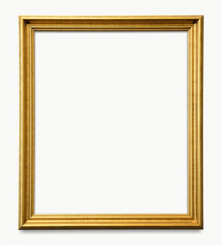 an empty gold frame on a white wall