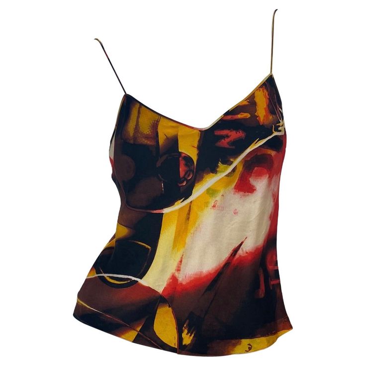 Vintage John Galliano for Christian Dior Silk Cami Top Early 2000-s Multicolored Silk Top, Spaghetti Straps, Slip-on Style. Measurements: Length - 21 inch, Bust - 32/34", Waist - 32". Excellent condition. Silk Cami Top, Dior Top, Camisole Set, Silk Cami, Top Tank, John Galliano, Looks Vintage, Cami Top, Silk Top