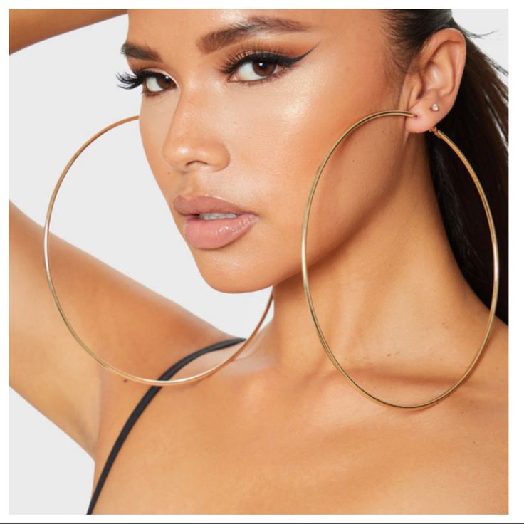 Chic Oversized Gold Hoop Earrings 90’s Chic Oversized Boho Hoop Earrings Available In 3 Sizes Order Earrings, Wood Hoop Earrings, Oversized Hoop Earrings, Large Silver Hoop Earrings, Boho Hoop Earrings, Creole Earrings, Expensive Jewelry Luxury, Trending Necklaces, Big Hoop Earrings