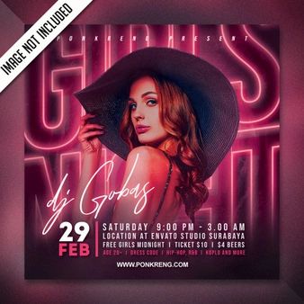 a flyer for a night club with a woman in a hat