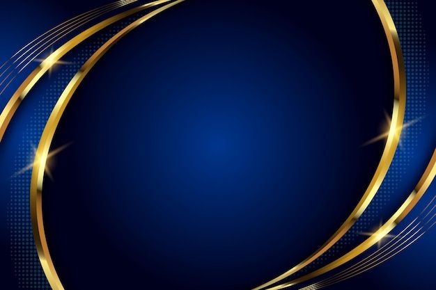 a blue background with gold lines and sparkles on the edges, as well as an oval