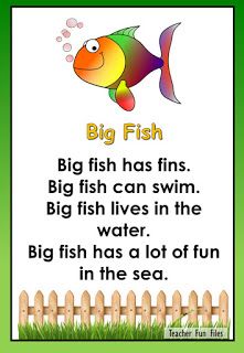 a card with an image of a fish and the words, big fish has fins