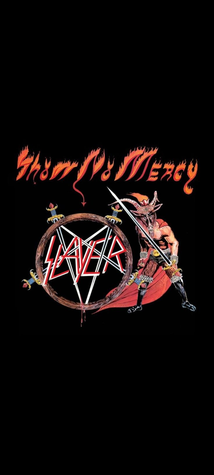 Slayer wallpaper No Mercy Wallpaper, Mercy Wallpaper, Slayer Show No Mercy, Show No Mercy, Slayer Band, Rock Poster Art, Wallpaper For Phone, Alternative Rock Bands, No Mercy