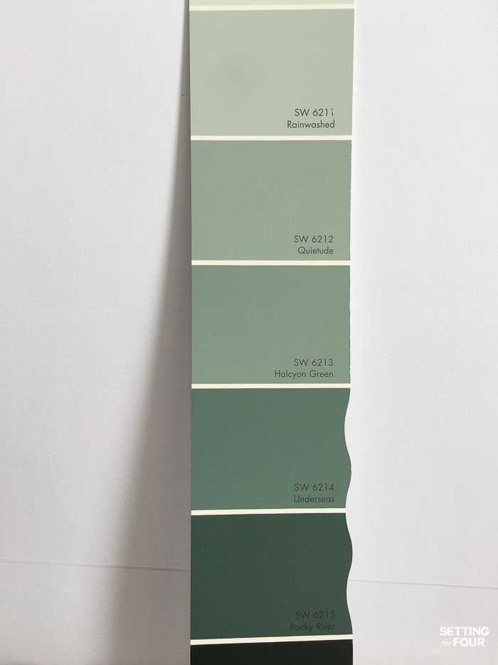 a pantone board with different shades of gray and green on it's sides