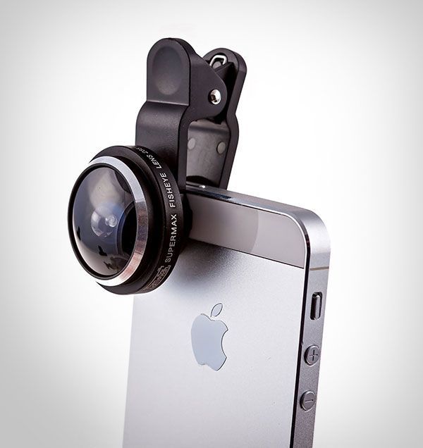 an iphone with a camera attached to it's back end and lens mounted on top