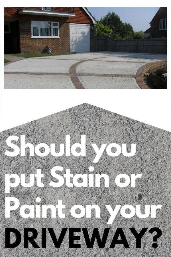 a driveway with the words should you put stain or paint on your drive way?