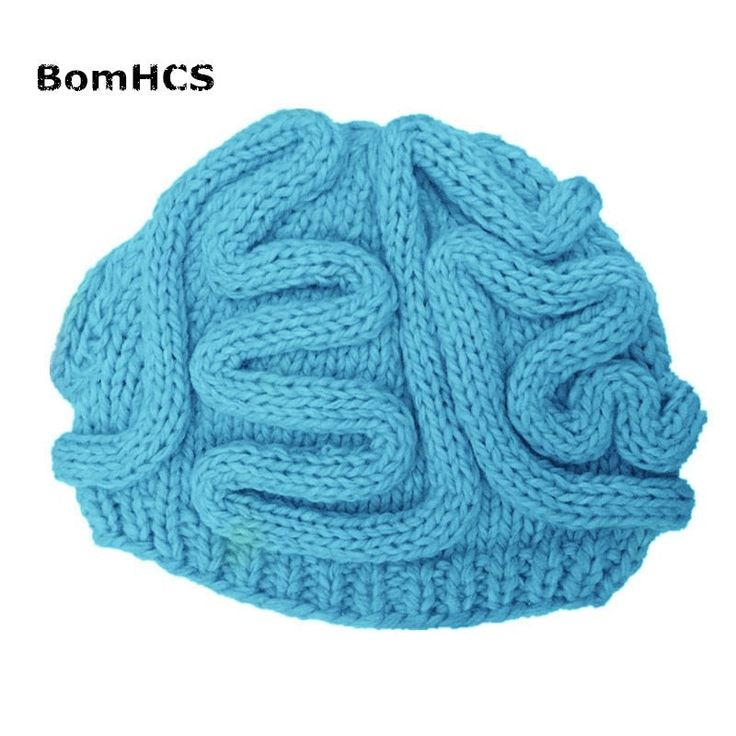 a blue knitted hat with the word love on it