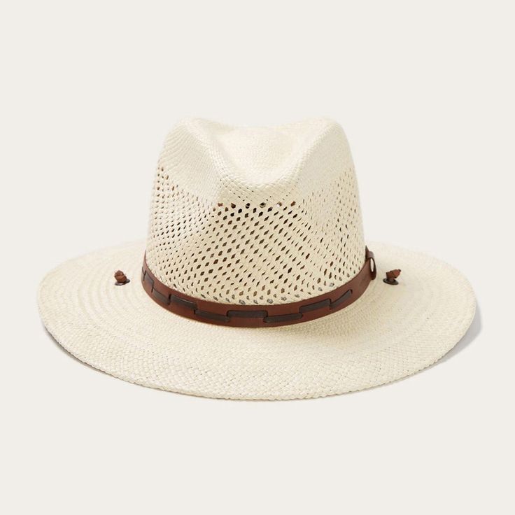 The Airway Panama Safari Hat is constructed of grade 3 genuine panama straw and features a dri-lex interior sweatband, uv underbrim, bonded leather hat brim, leather chin cord with toggle and vented crown. Genuine Panama Straw Imported Brim: 3" Crown: 4 1/2" Genuine Panama Straw Leather Chin Cord with Toggle Vented Cro Safari Hat Outfit, Safari Hat, Leather Hat, Men’s Boots, Denim Boots, Outdoor Hats, Thigh Boot, Leather Hats, Outfits With Hats