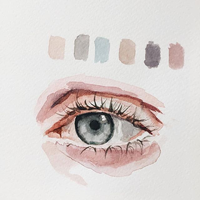 a watercolor painting of an eye with different colors on the iris's eyes