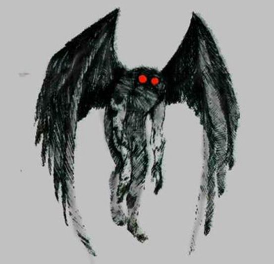 a drawing of an evil creature with red eyes