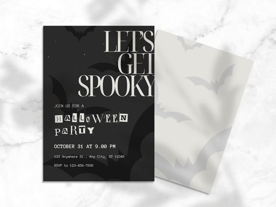 a halloween party flyer with bats on it