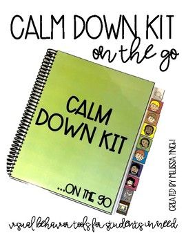 Behavior visuals on the go for your students in need. This product can be printed, assembled and placed inside a binder or binded into its own notebook. Students will learn to open the binder/notebook, identify their emotions, follow the steps to calm down, choose a sensory break, review classroom... Calm Down Kit On The Go, Behavior Visuals, Calm Down Kit, Binder Notebook, Social Emotional Activities, Calm Down Corner, Behaviour Strategies, Behavior Interventions, Social Emotional Learning Activities