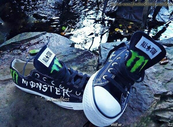 Monster Monster Energy Gear, Monster Energy Clothing, Monster Shoes, Emo Shoes, Monster Drink, Shoes Pictures, Armadura Cosplay, Monster Energy Girls, Monster Crafts