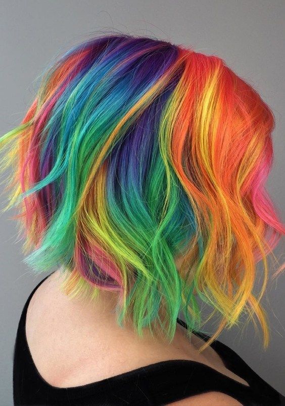 Short Rainbow Hair, Pride Hair, Neon Hair Color, Wild Hair Color, Pravana Vivids, Neon Hair, Awesome Hair, Fun Hair, Pretty Hair Color