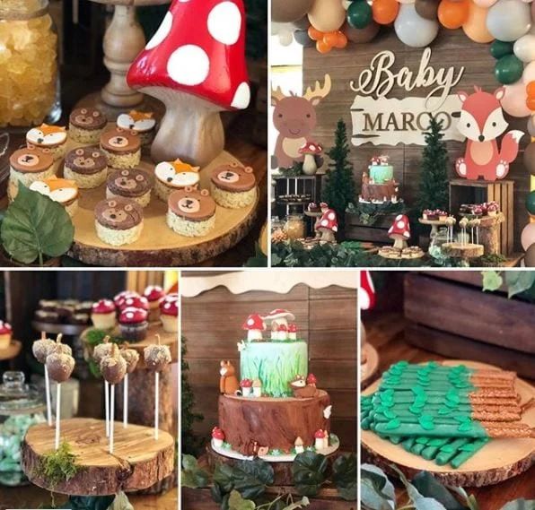 a collage of photos with various desserts and decorations