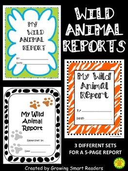 four different animal report cards with the words, wild animal reports and 3 different animals