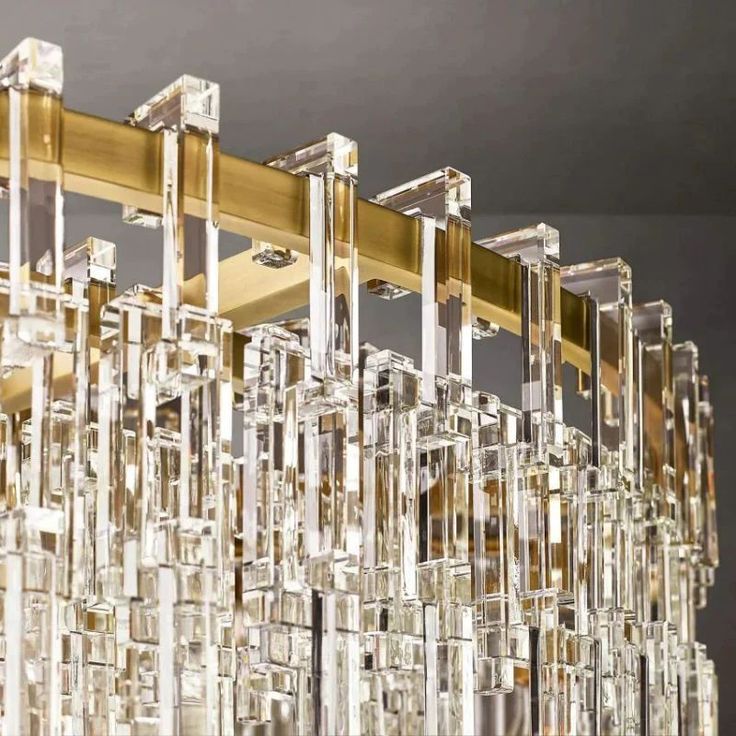 a large chandelier made out of glass blocks