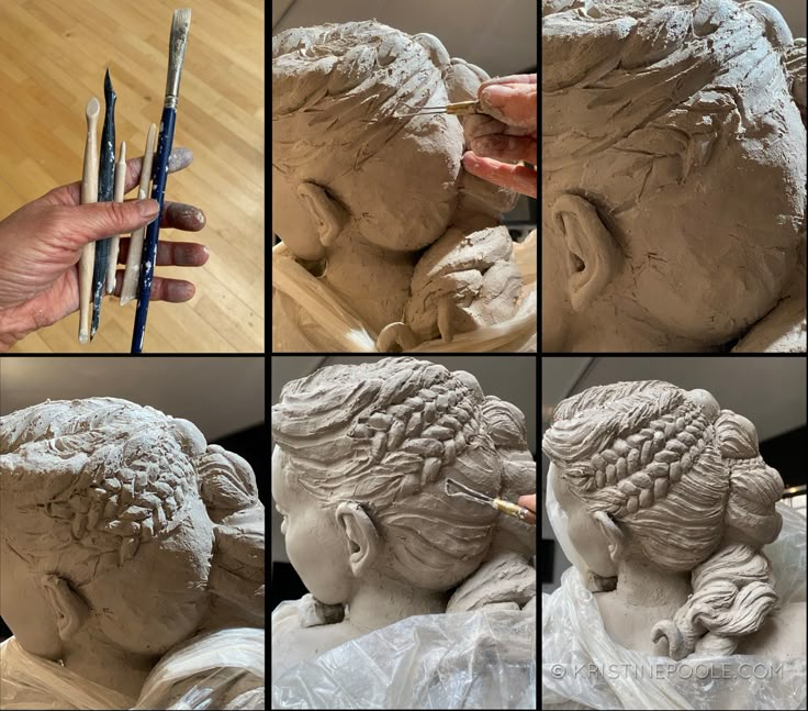 the process of making a statue with clay