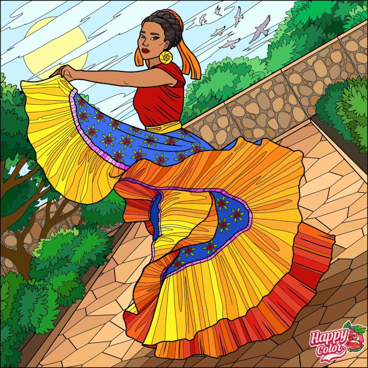 a woman in a colorful dress is dancing