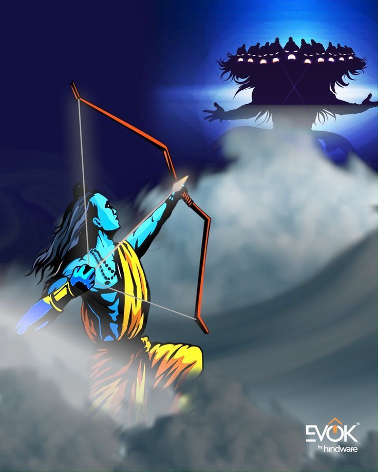 a man with long hair holding a bow and arrow in the air while standing on clouds