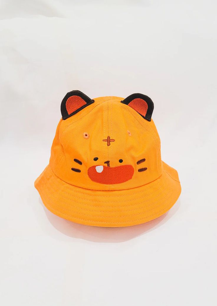 YAMERO TIGER bucket hat – ohmonah Tiger Clothes, Animal Bucket Hat, Funny Bucket Hats, Cute Bucket Hat, Teacher Fashion, Funky Hats, Orange Tiger, Fun Clothing, Bucket Hat Design