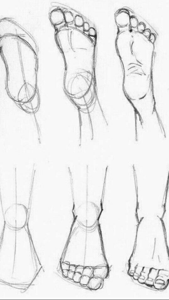 the steps to drawing feet and toes