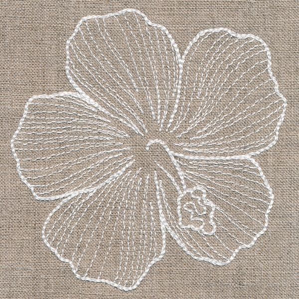 a white flower on a brown background with the words,'stitching flowers'written below it