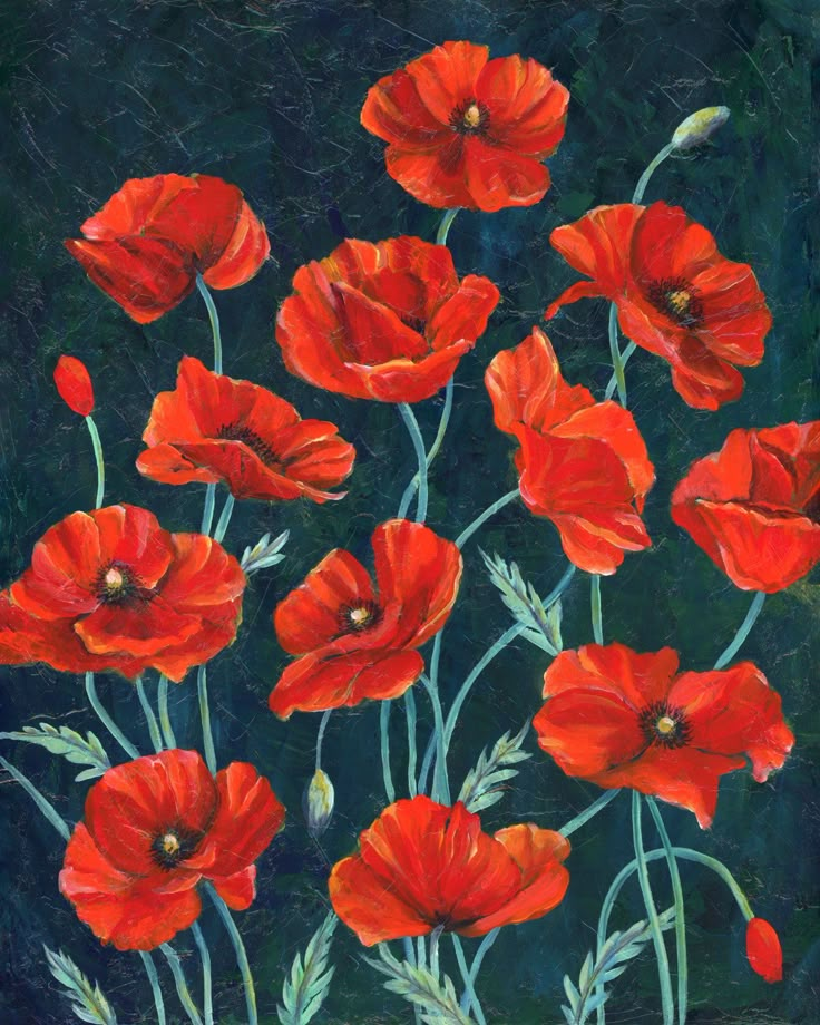 red poppies art print Red Things To Paint, Jewel Tone Painting, Paintings Of Poppies, Poppy Oil Painting, Remembrance Day Poppy Art, Joyful Artwork, Poppy Artwork, Paint Poppies, Poppies Photography