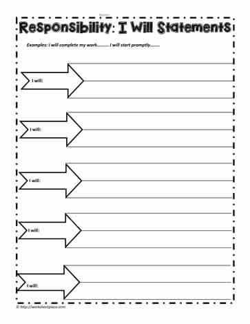 a worksheet with arrows pointing to the words respect i will statements