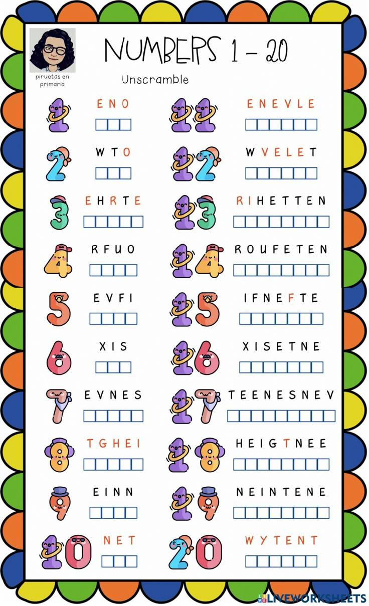 the numbers 1 - 20 worksheet for kids to learn how to use it