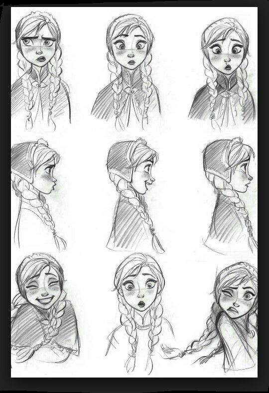 some sketches of frozen princesses