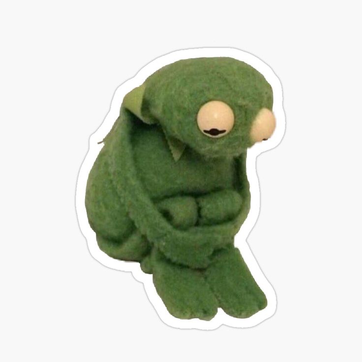 a green teddy bear sitting down with its arms wrapped around it's back and eyes closed