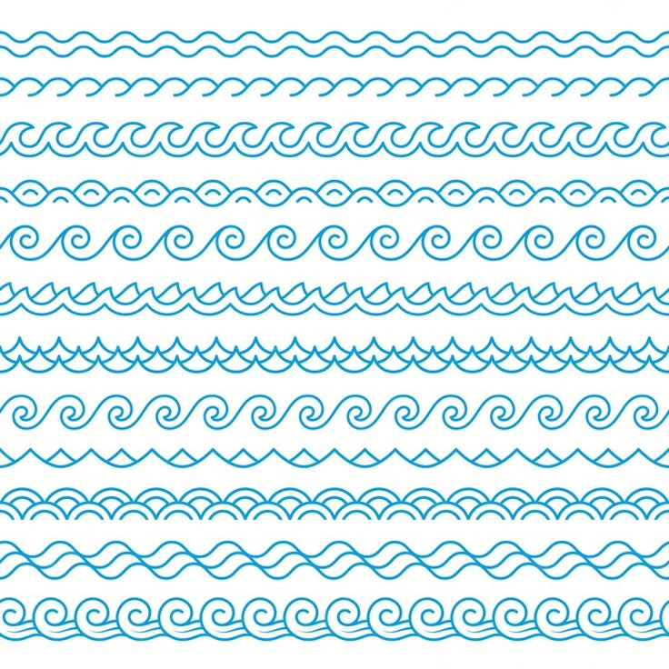 a set of blue wavy lines on a white background