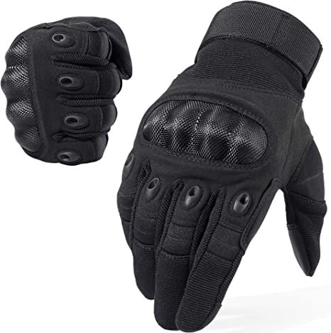 a pair of black motorcycle gloves with holes on the palm and fingers, all in one