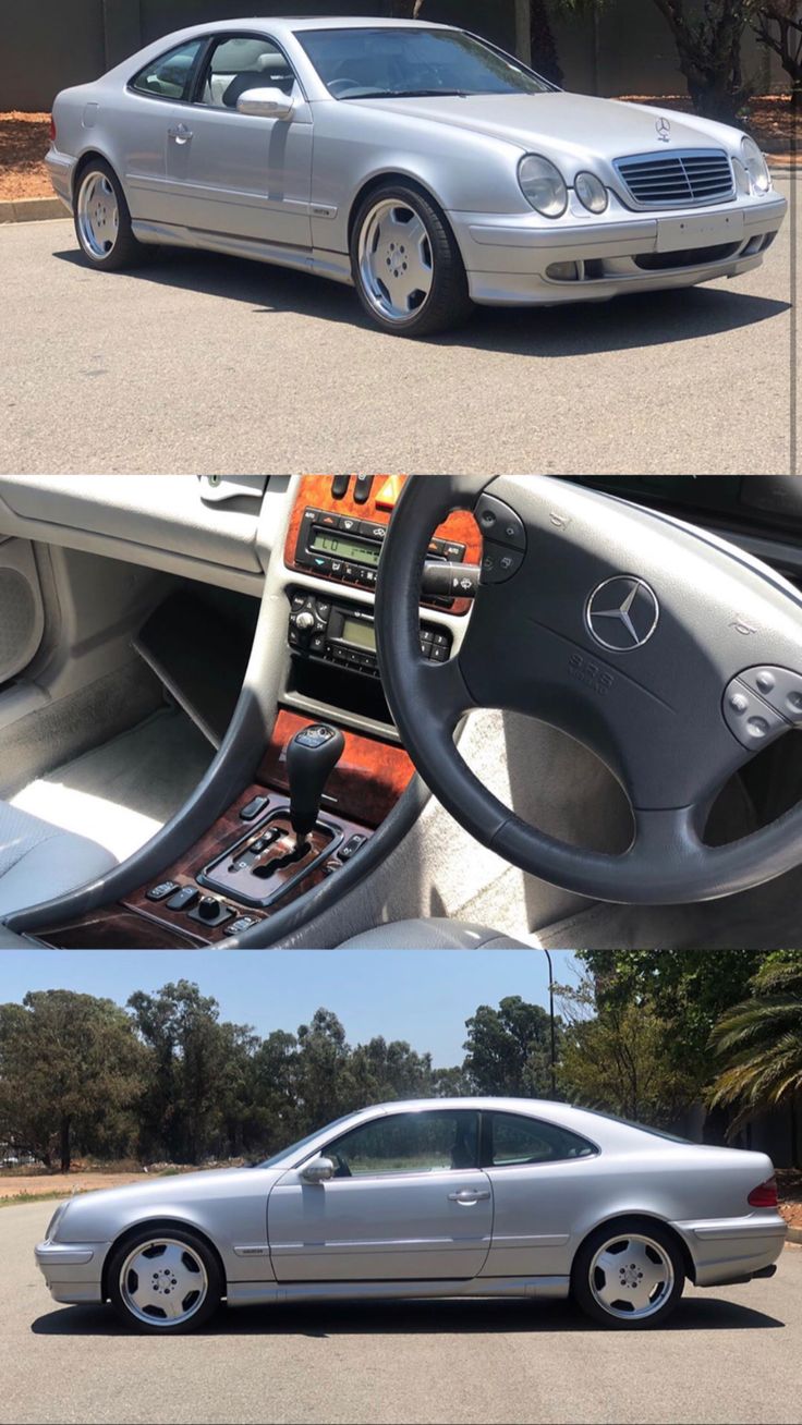 the inside and outside view of a silver car