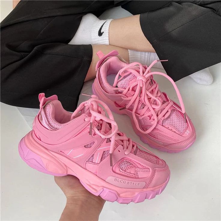 NS Chunky Sneakers - Free shipping + Up to 40% discount, Shop Now! - Teeraphy Streetwear Pink Chunky Sneakers, Chunky Sneakers Women, White Casual Sneakers, Female Footwear, Mesh Heels, Women Platform Shoes, Casual Trainers, Dad Shoes, White Shoes Women