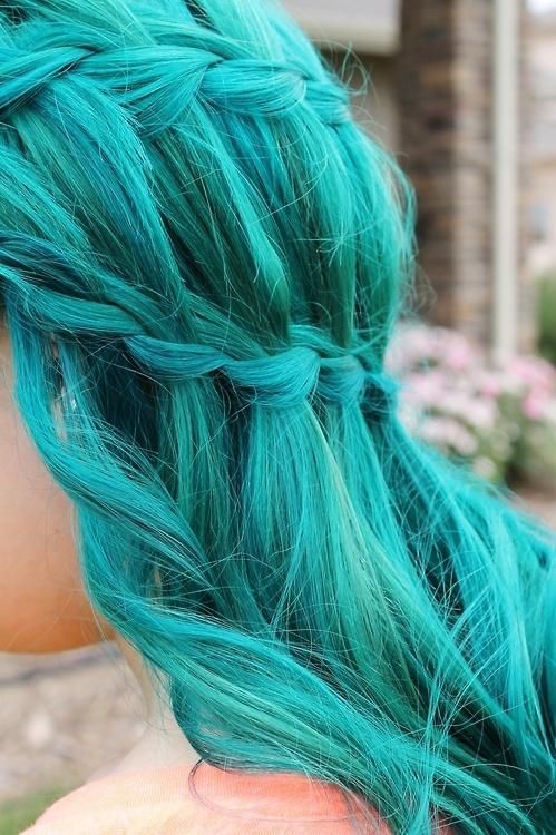 teal Blue And Green Hair, Waterfall Braid Hairstyle, Aqua Hair, Teal Hair, Turquoise Hair, Pastel Hair, Dye My Hair, Mermaid Hair, Rainbow Hair