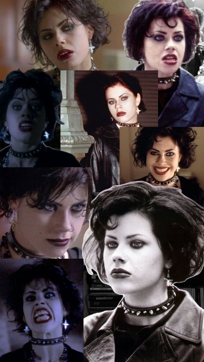 many different pictures of the same woman in black and white outfits, including one with red lipstick