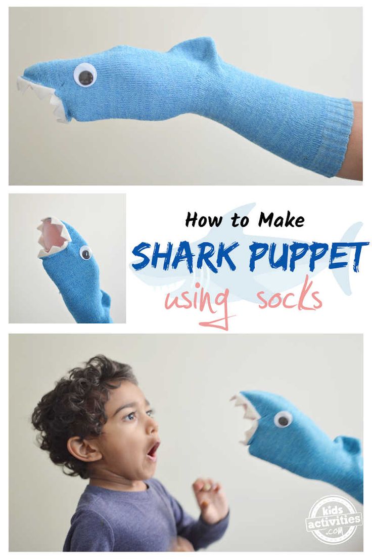 how to make a shark puppet using socks for toddlers and older children with instructions