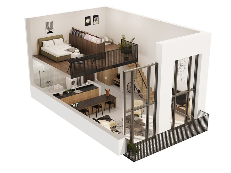 an aerial view of a two bedroom apartment