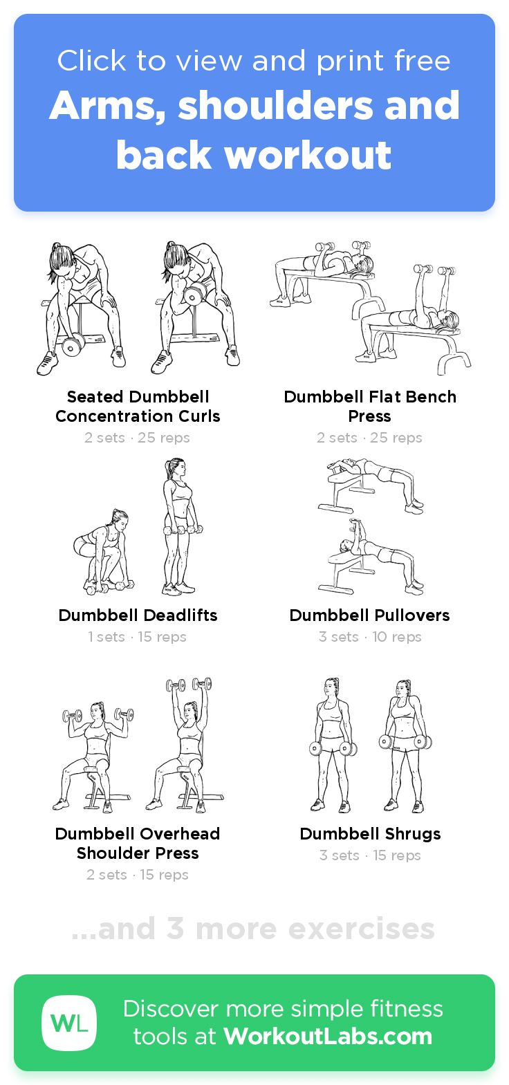 an exercise poster with the instructions for how to use dumbs and back workouts