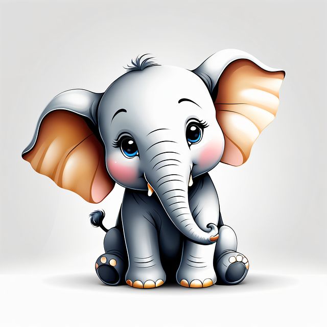 an elephant with big ears sitting on the ground