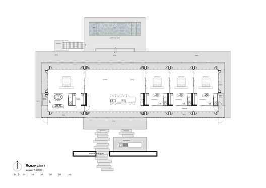 the floor plan for an office building with multiple floors and two levels, in white