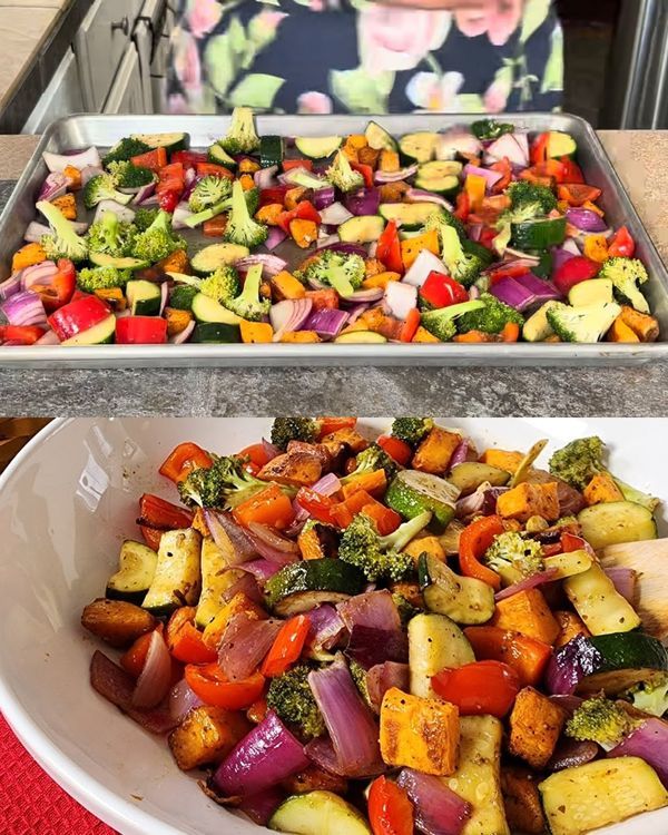 two pans filled with different types of vegetables