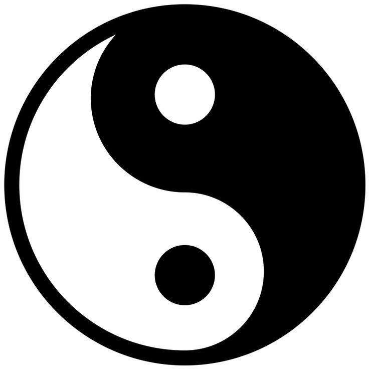 a black and white yin symbol on a white background