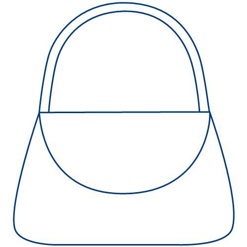 an outline of a purse on a white background